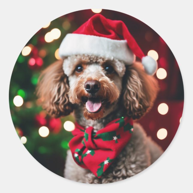 Weihnachts-Weihnachtsvorlage Haustiere Runder Aufkleber (Vorderseite)