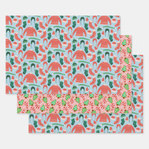 Weihnachts-Weihnachtszettel für Spaß und Feiern Geschenkpapier Set