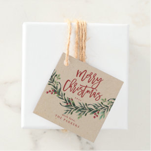 Weihnachts-Weihnachtszweig mit Beeren-Geschenk fa Geschenkanhänger