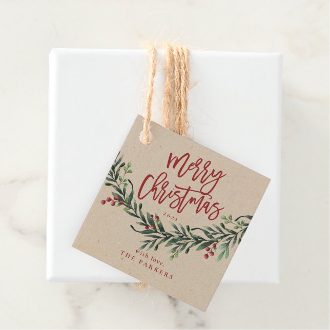 Weihnachts-Weihnachtszweig mit Beeren-Geschenk fa Geschenkanhänger (Beispiel)