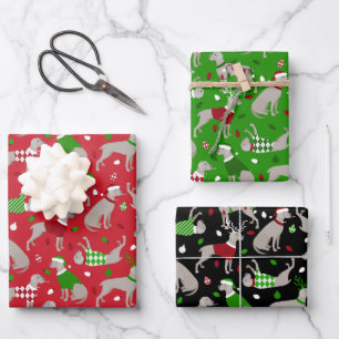 Weihnachts Weimaraner Hunde Wrapping Papier Blätte