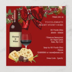 Weihnachts-Wein-Käse-Party Familie Freunde Cocktai Einladung