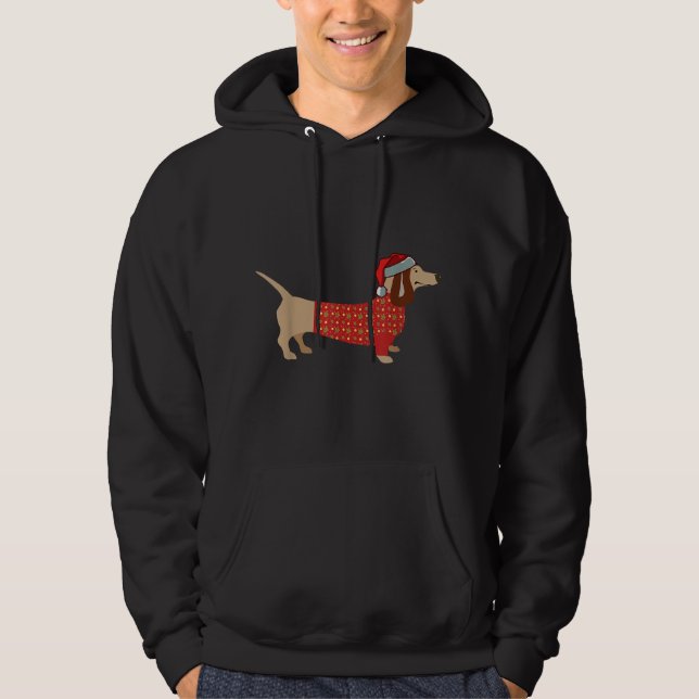Weihnachts-Weiner Daschund-Dackel in Hundekleid Hoodie (Vorderseite)