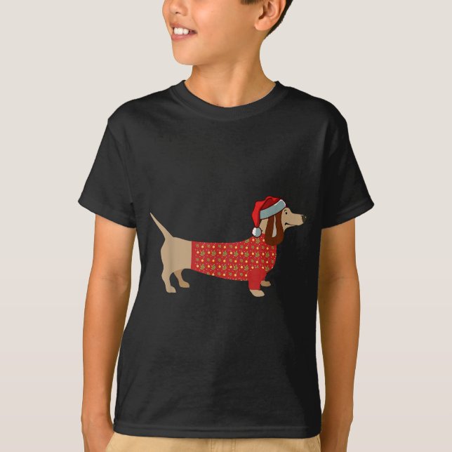 Weihnachts-Weiner Daschund-Dackel in Hundekleid T-Shirt (Vorderseite)