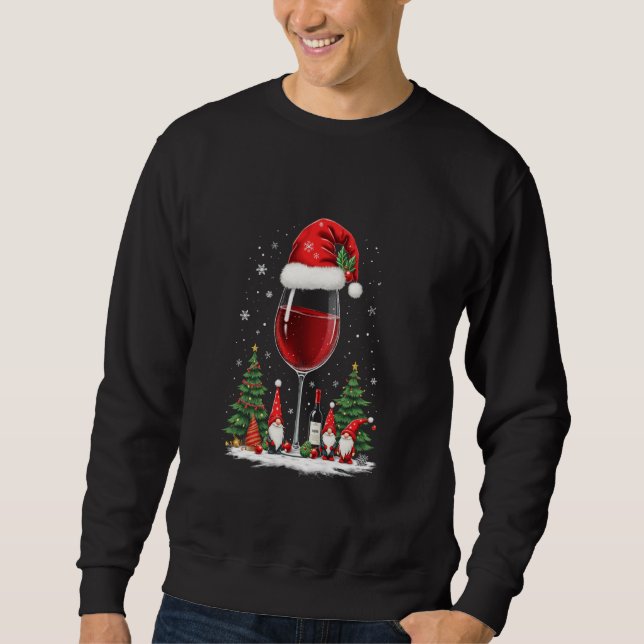 Weihnachts-Weinglas-Gnom Sweatshirt (Vorderseite)