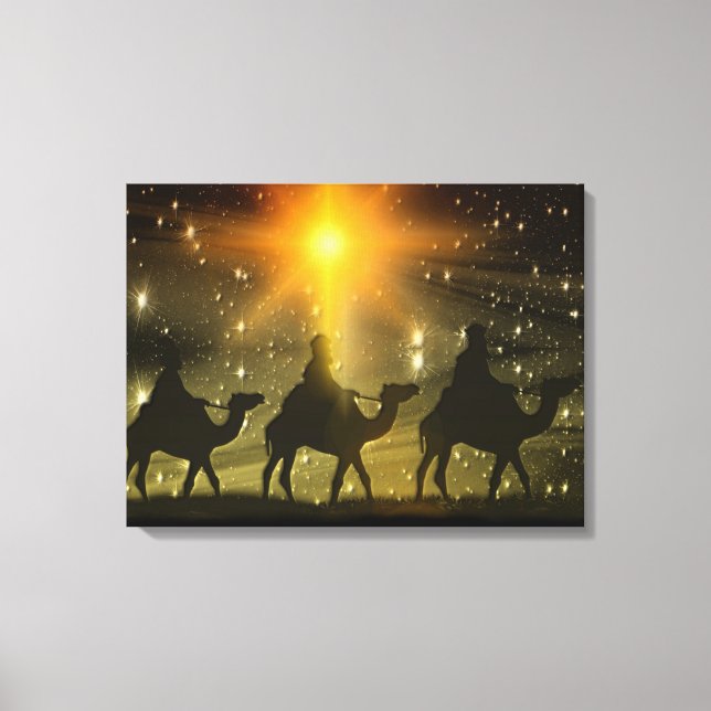 Weihnachts-Weisen Goldener Stern von Bethlehem Leinwanddruck (Vorderseite)