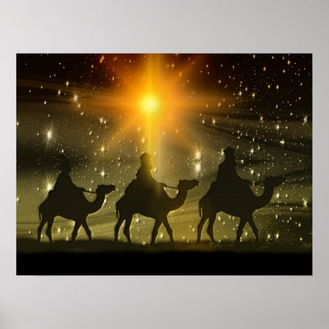 Weihnachts-Weisen Goldener Stern von Bethlehem Poster (Vorne)
