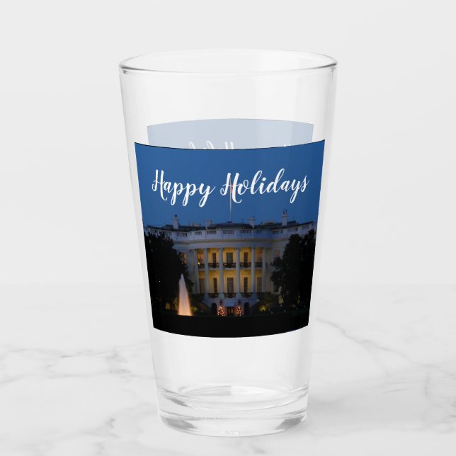 Weihnachts-Weiße Haus am Abend in Washington DC Glas (Vorderseite)