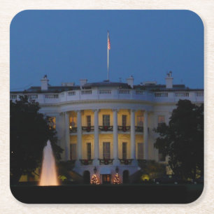 Weihnachts-Weiße Haus am Abend in Washington DC Rechteckiger Pappuntersetzer