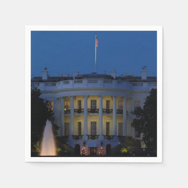 Weihnachts-Weiße Haus am Abend in Washington DC Serviette (Vorderseite)