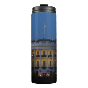 Weihnachts-Weiße Haus am Abend in Washington DC Thermosbecher