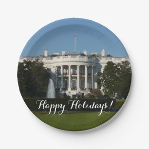 Weihnachts-Weiße Haus für Feiertage Washington DC Pappteller