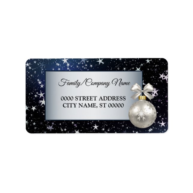 Weihnachts Weißer Ornament Marine Blue Holidays Adressaufkleber (Vorne)