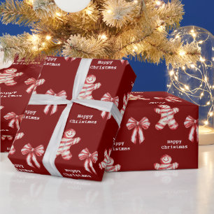 Weihnachts-Weißer Pfefferminz Gingerbrot Cookie Geschenkpapier