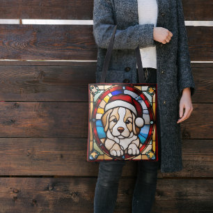 Weihnachts Welpe Imitats gestanzt Glas Tasche