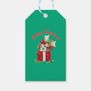 Weihnachts Welpe in Geschenkboxen Urlaub Überrasch Geschenkanhänger