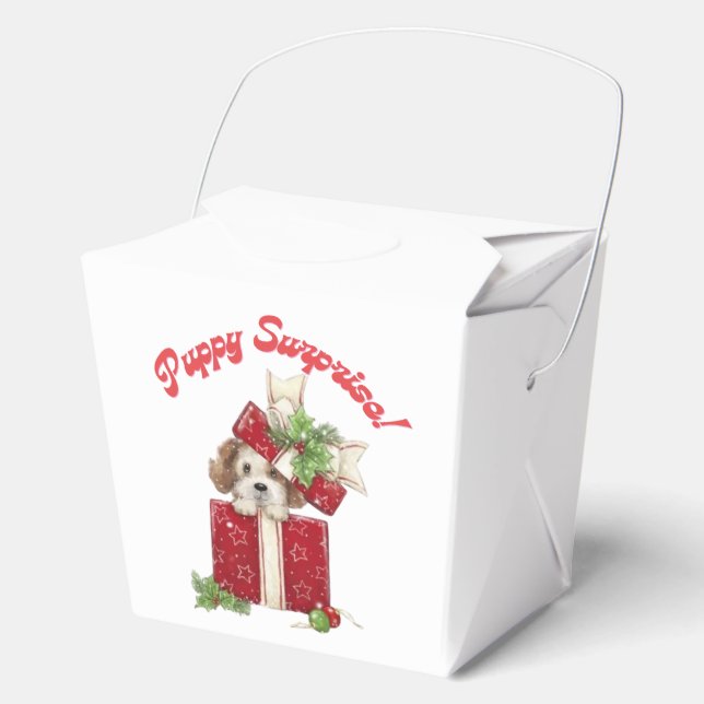 Weihnachts Welpe in Geschenkboxen Urlaub Überrasch Geschenkschachtel (Vorderseite)