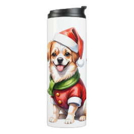 Weihnachts-Welpe tragen Weihnachtsklauseln Outfit Thermosbecher