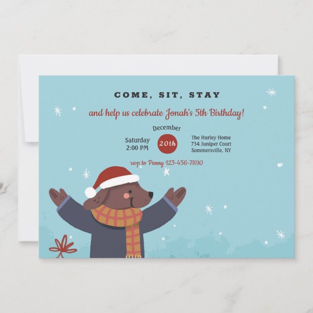 Weihnachts-Welpen-Einladung Einladung (Vorderseite)