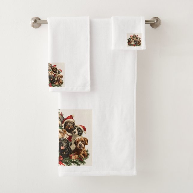 Weihnachts-Welpen-Handtuch-Set Badhandtuch Set (Insitu)