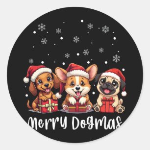 Weihnachts Welpen Hunde frohe Dogmas Runder Aufkleber