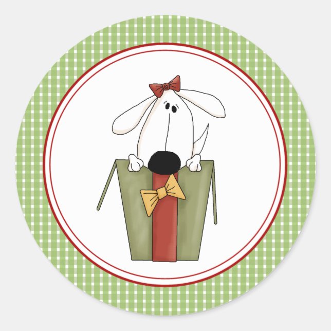 Weihnachts Welpen-Umschlag Aufkleber Sticker (Vorderseite)