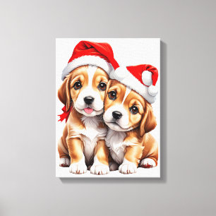 Weihnachts Welpenhunde Leinwanddruck