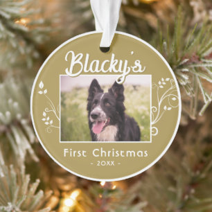 Weihnachts Welpenname Foliage Foto Ornament