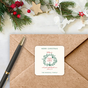 Weihnachts-Weltfrieden Handgezeichneter Name Quadratischer Aufkleber