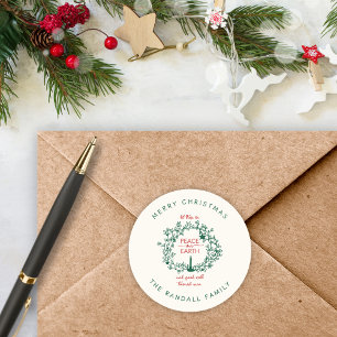 Weihnachts-Weltfrieden Handgezeichneter Name Runder Aufkleber