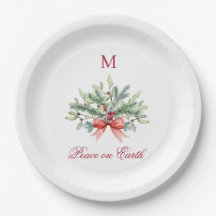 Weihnachts-Weltfrieden Rote Monogram Grüne