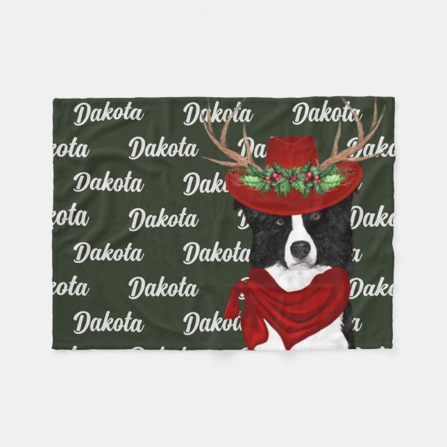 Weihnachts-Western Border Collie mit dem Namen des Fleecedecke (Vorderseite (Horizontal))