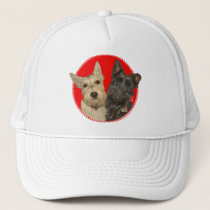 Weihnachts-Wheaten- und Black-Scotties Truckerkappe