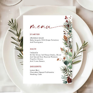 Weihnachts-Whimsical-Roter-Bogen-Kranz-Abendessen- Menükarte