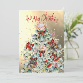 Weihnachts-Wildblume Gold Tree Party Einladung