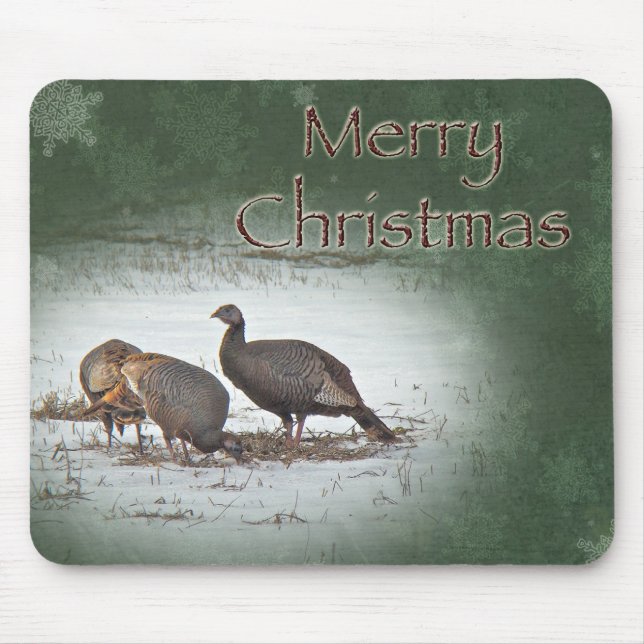 Weihnachts-Wilde Türkei in Snowy Field Mousepad (Vorne)