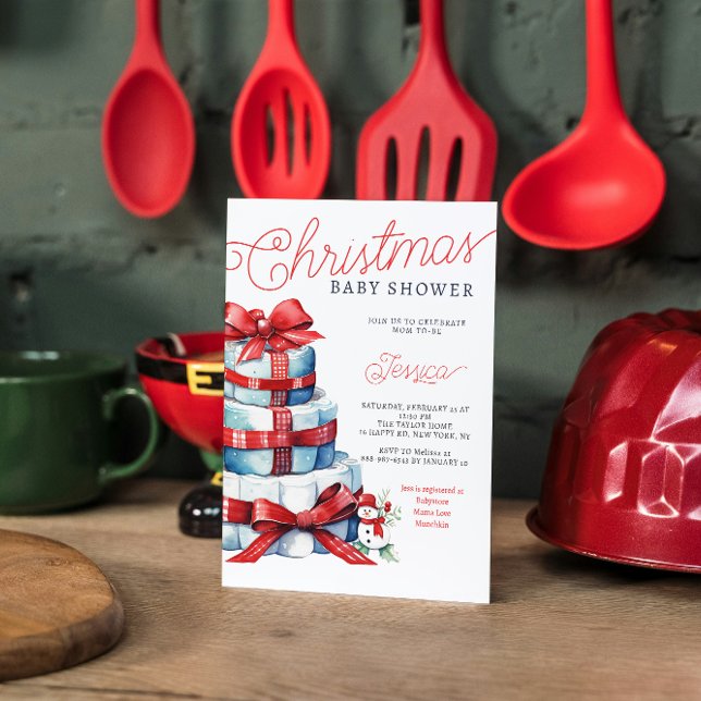 Weihnachts-Windeln Kuchen Holiday Baby Dusche Einladung (Von Creator hochgeladen)