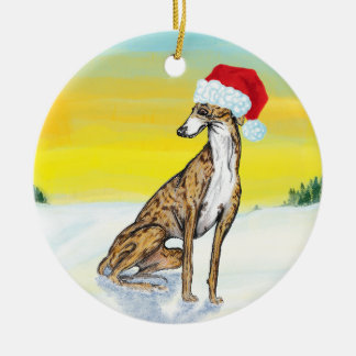 Weihnachts-Windhund Keramik Ornament