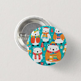 Weihnachts Winter Animal Party Muster Button