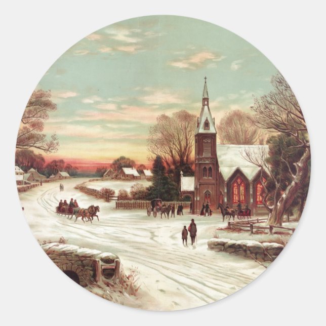 Weihnachts-Winter-Aufkleber Runder Aufkleber (Vorderseite)
