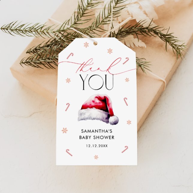 Weihnachts Winter Baby Dusche Vielen Dank für Ihre Geschenkanhänger (Von Creator hochgeladen)