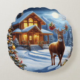 Weihnachts-/Winter-Deferlodge Rundes Kissen