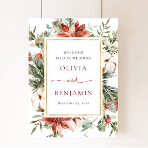 Weihnachts Winter Foliage Red Wedding Willkommensz Poster