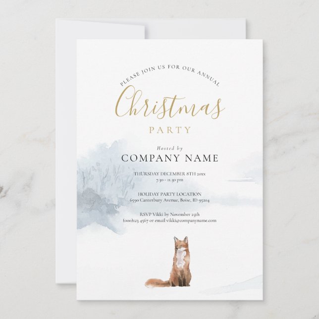 Weihnachts Winter Fox Corporate Holiday Party Einladung (Vorderseite)