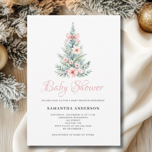Weihnachts Winter Girl Baby Dusche Einladung (Von Creator hochgeladen)