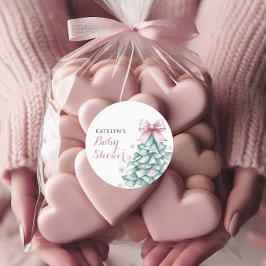 Weihnachts Winter Girl Baby Dusche Runder Aufkleber