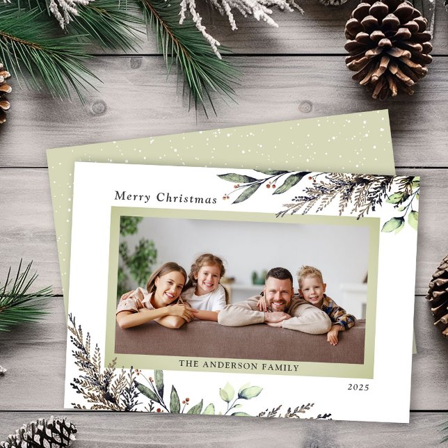 Weihnachts-Winter-Grün-Foto Feiertagskarte (Von Creator hochgeladen)