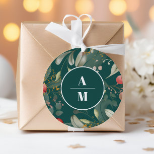 Weihnachts-Winter-Grün Hochzeit Runder Aufkleber
