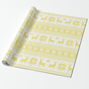 Weihnachts-Winter-Hirsch-Gelb-Schneeflocken-Muster Geschenkpapier