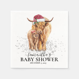 Weihnachts Winter Hochland Kuh Calf Baby Dusche Serviette